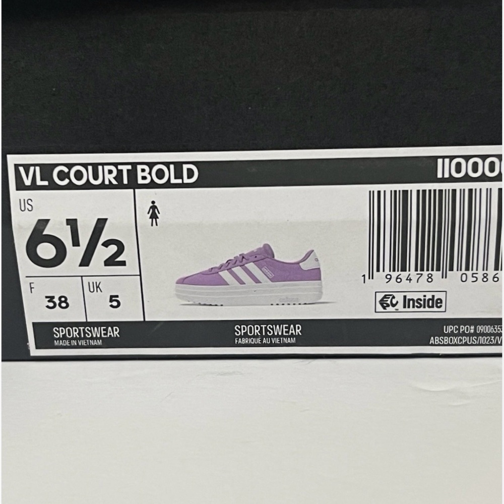 💜NWT Adidas VL Court Bold Platform Sneakers Shoes Light Purple Lavender 6.5💜 - Picture 9 of 9
